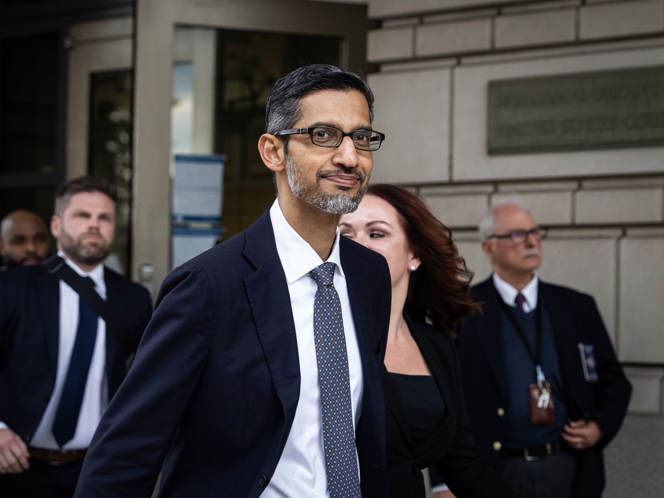 Google CEO Sundar Pichai outside of court.